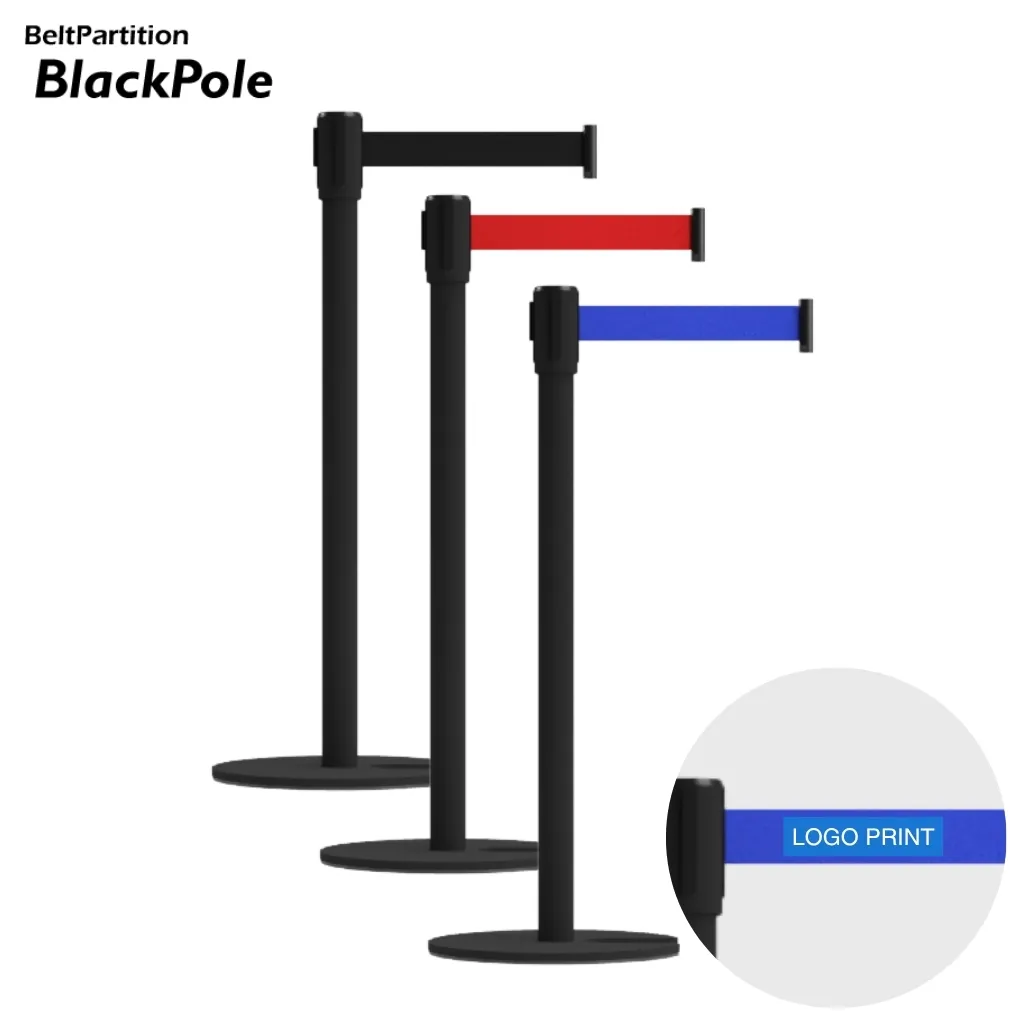 名入れベルトパーテーション　ブラックポール