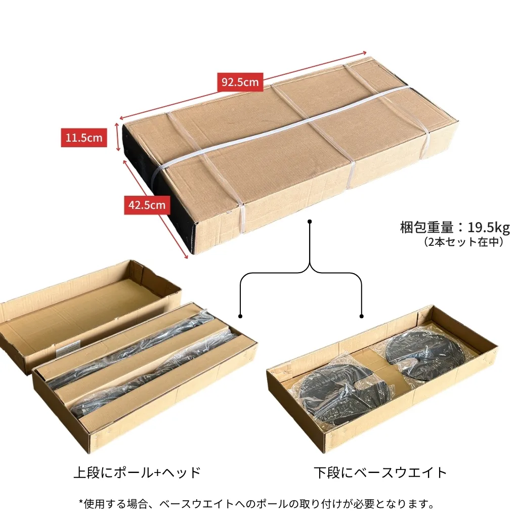 名入れベルトパーテーション　ブラックポール　梱包状態