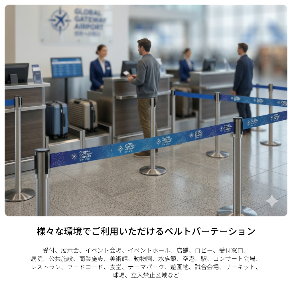 ベルトパーテーション シルバーポール フルデザインタイプ　使用例