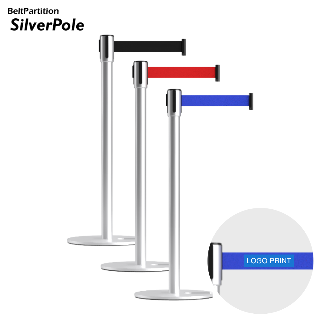 名入れベルトパーテーション シルバーポール